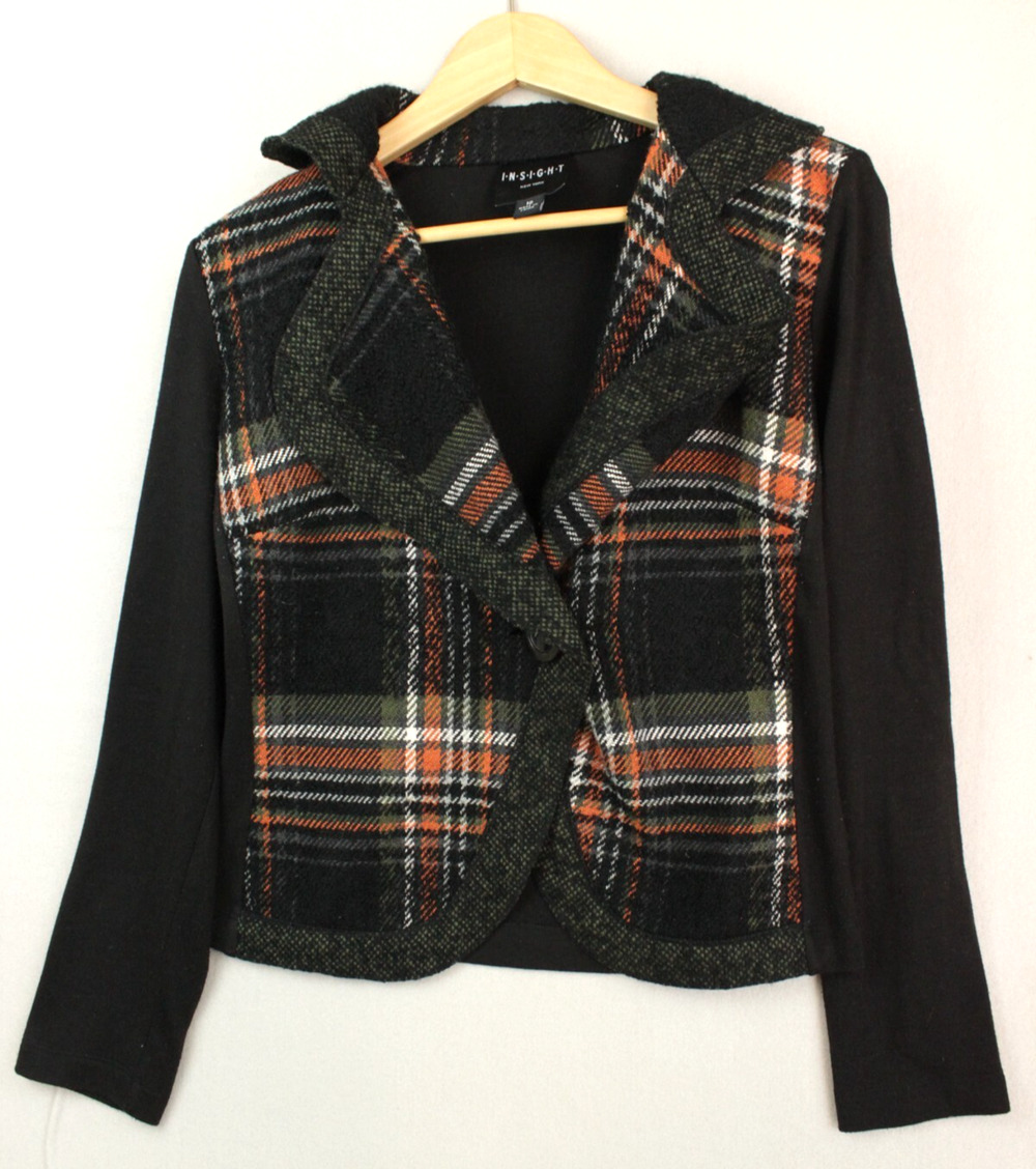 Insight New York Short Plaid Jacket - Long Sleeve - Size 12